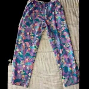 euc Gorgeous blue purple 6 girls floral kitten soft pants